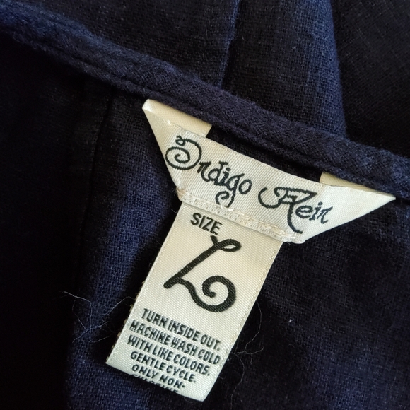 Indigo Rein Linen Blend Split Open Back Tank Top Navy Blue New - Picture 8 of 11